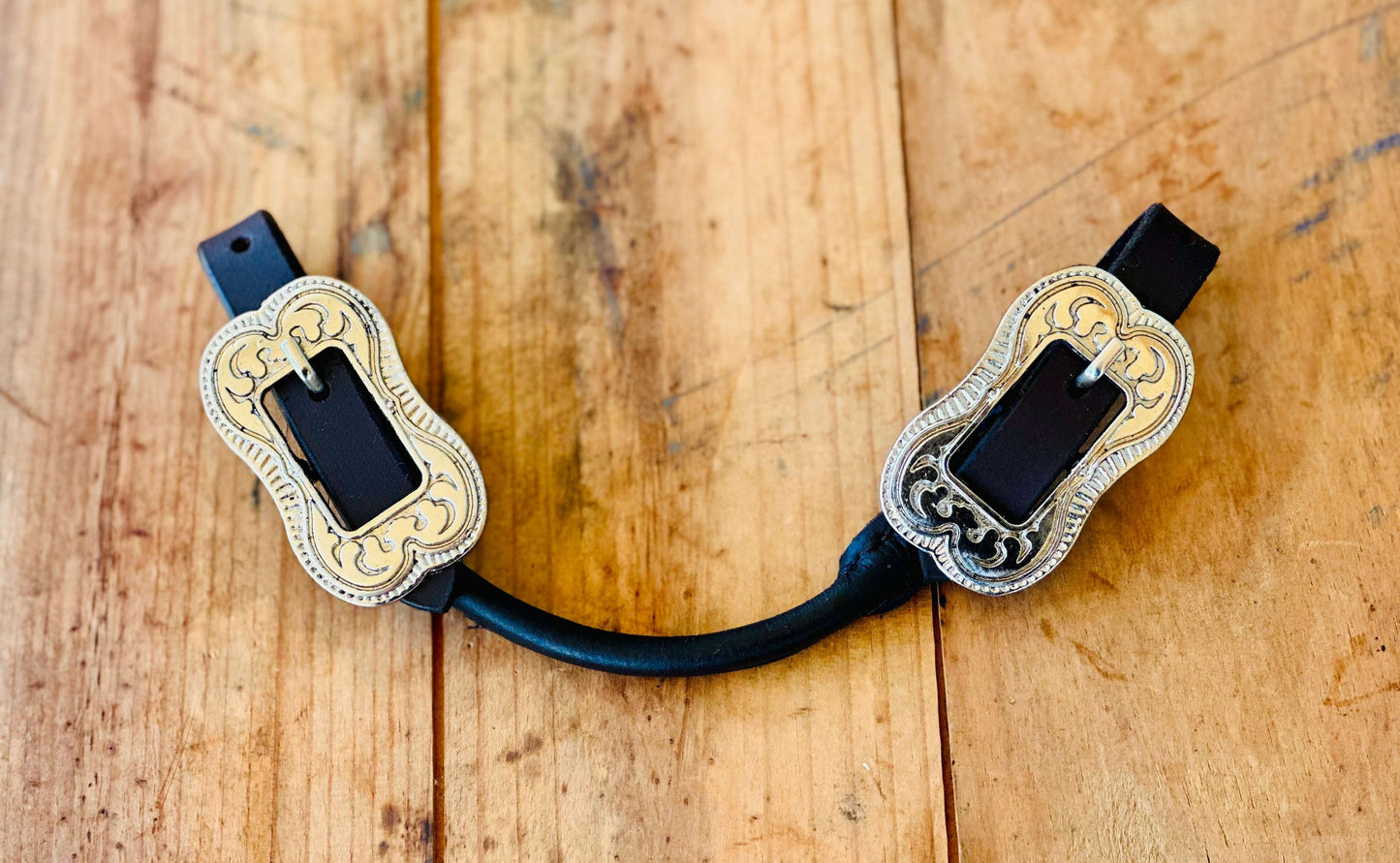Dustybutts Rolled Leather Curb Strap With Engraved Buckle