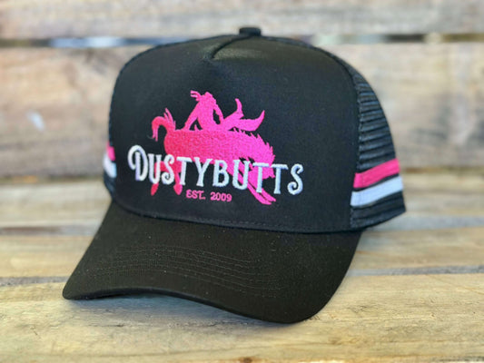 Dustybutts Trucker Cap // Black, Hot Pink & White