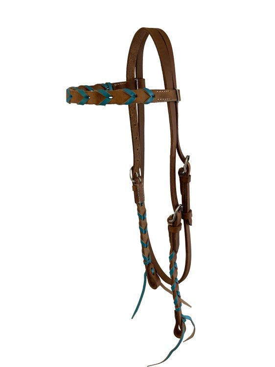 Leather Bridle With Turquoise Lacing