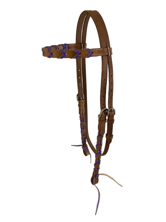 Leather Bridle With Purple Lacing