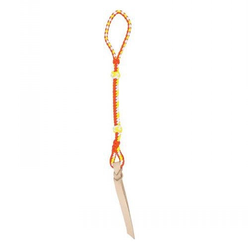 Nylon Braided Quirt With Leather Popper - Orange, Yellow & White