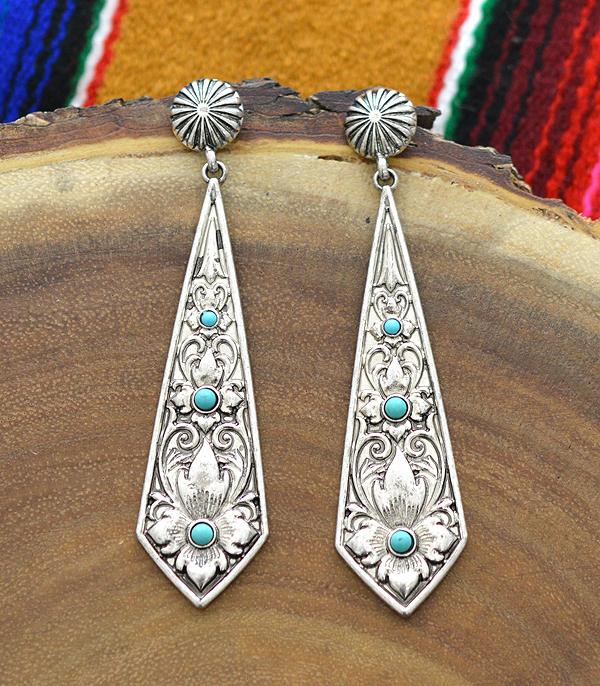 Turquoise & Silver Floral Earrings
