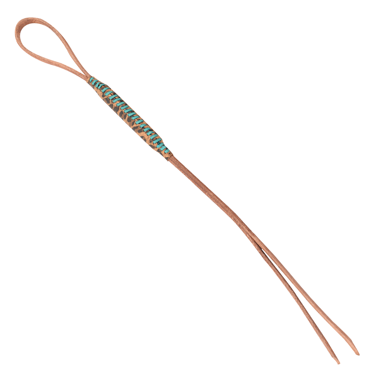 Martin saddlery Leather Quirt - Turquoise Lacing