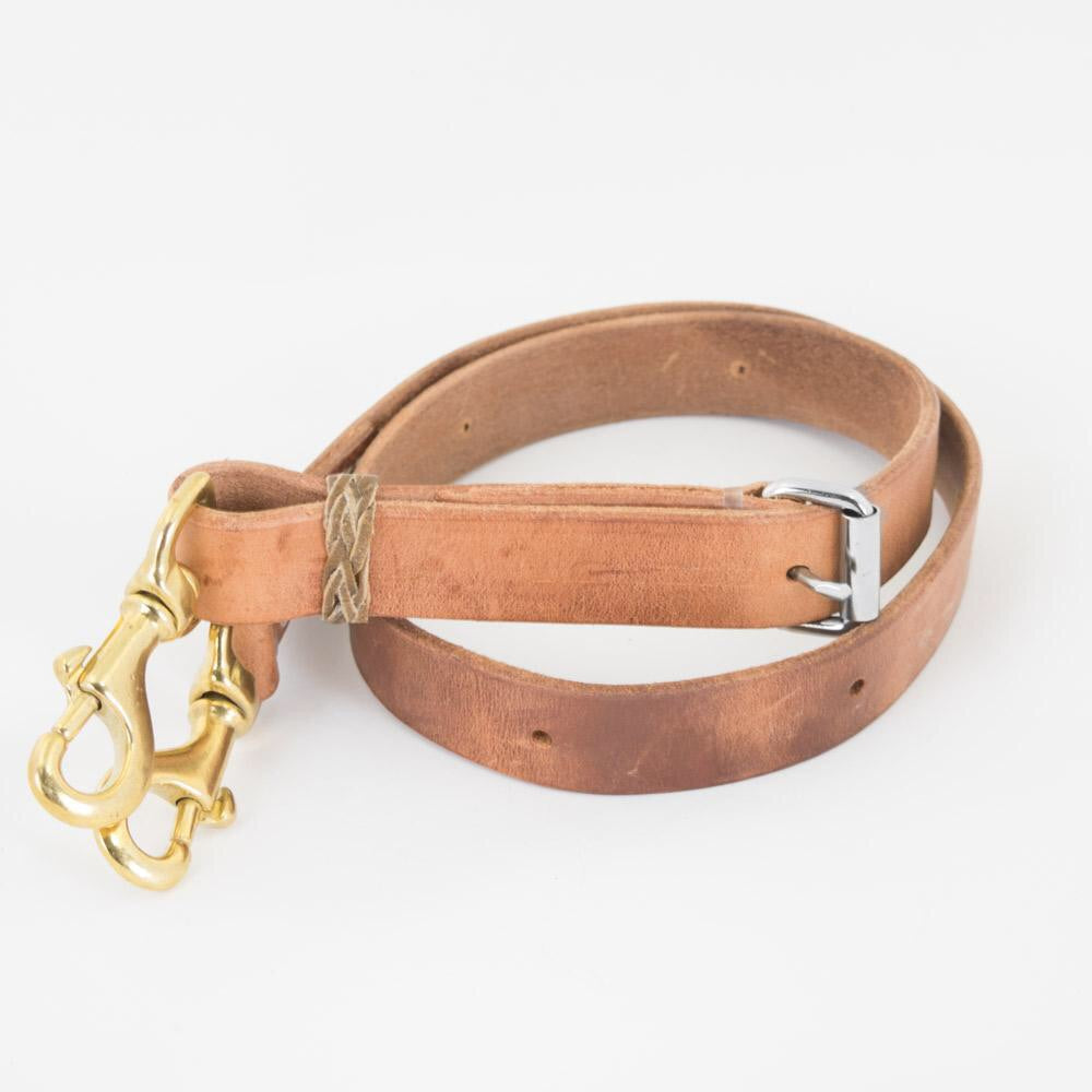 1" Leather Tiedown Strap With Rawhide Accents - Natural Finish